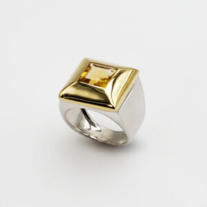 Bague or blanc et jaune, citrine